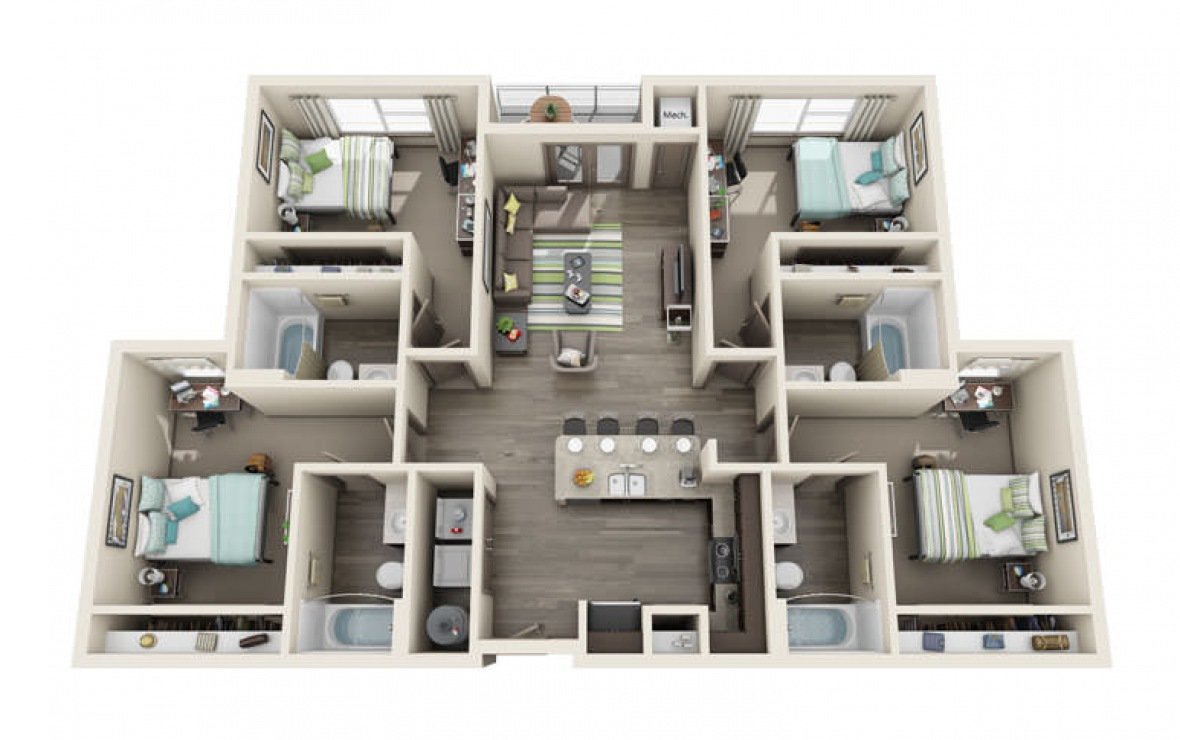 Floor Plans | 1, 2 & 4 Bedrooms | Quarters Stillwater